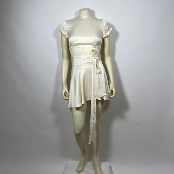 ORSEUND IRIS Ivory Satin Le Club Top + Mini Ballerina Skirt SET - Picture 2 of 8
